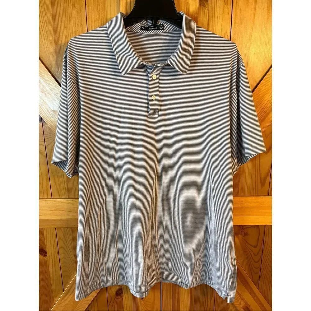 Members Mark Shirt Mens 2XL Gray Striped Polo Short Sleeved Collared Pullover (2